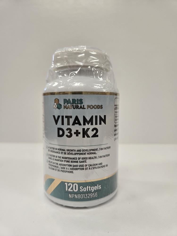 Paris Natural Foods Vitamin D3 and K2 120softgels