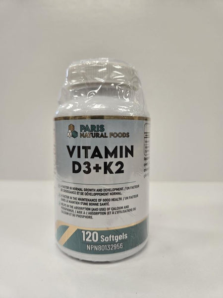 Paris Natural Foods Vitamin D3 and K2 120softgels
