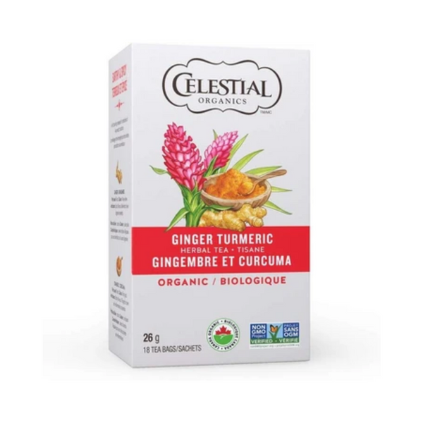 Celestial Seasonings Ginger & Turmeric Organic Herbal 18 Tea Bags