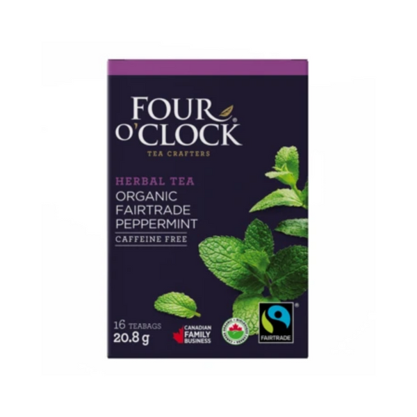 Four O'Clock Peppermint herbal tea Organic-Fairtrade 16 Tea Bags