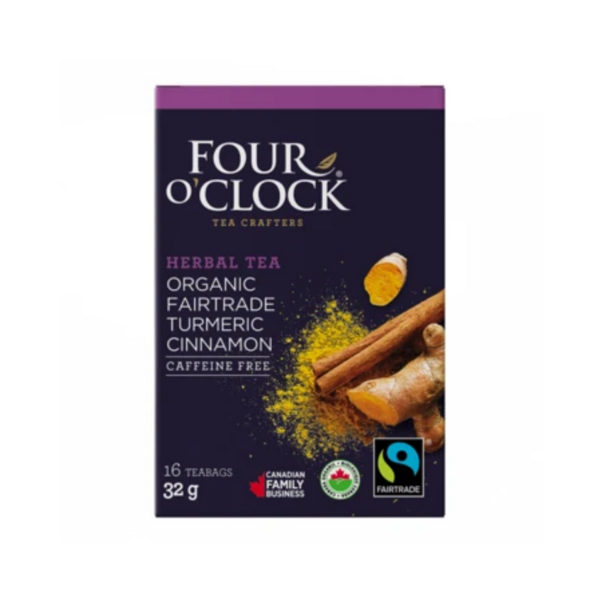 Four O'Clock Turmeric Cinnamon herbal tea Organic-Fairtrade 16 Tea Bags