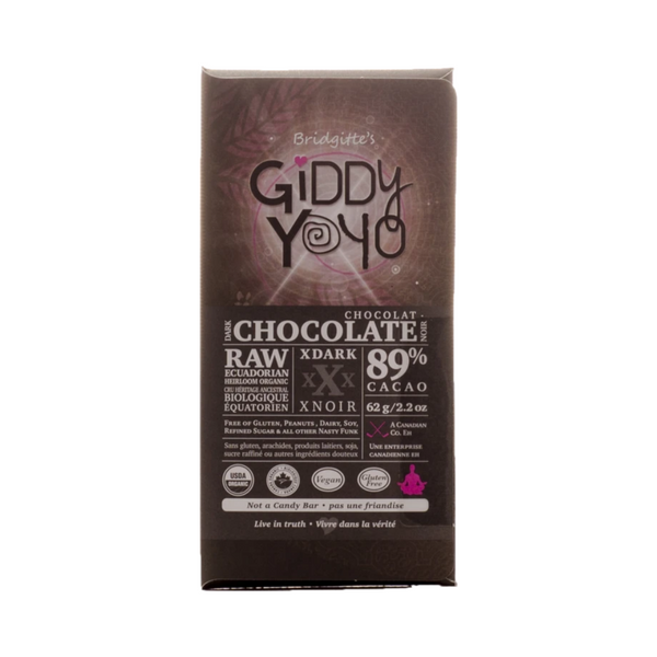 Giddy Yoyo XDark 89% Dark Chocolate Bar Certified Organic 62g