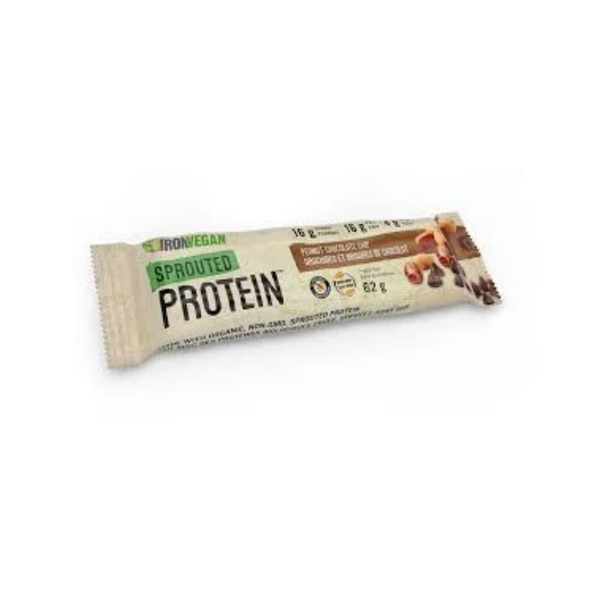 Iron Vegan Sprouted Protein Bar Peanut Chocolate Chip 62G