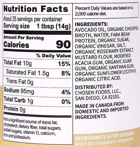 Chosen Foods Avocado Oil Vegan Mayo 355ml
