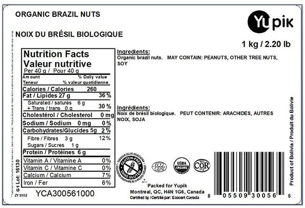 Yupik Organic Brazil Nuts 1kg