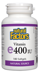 Natural Factors Vitamin E 400 IU · Natural Source 180 Softgels