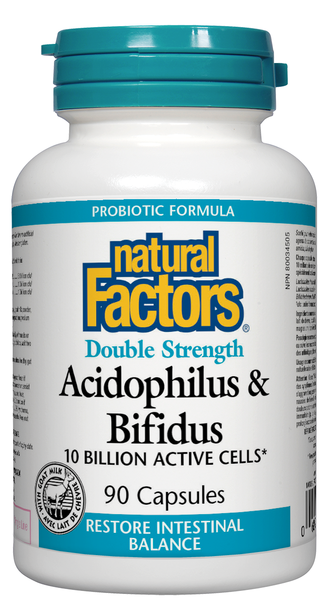 Natural Factors Double Strength Acidophilus & Bifidus 90 Capsules 