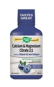 Nature's Way Calcium & Magnesium Citrate With K2 Blueberry 500ml
