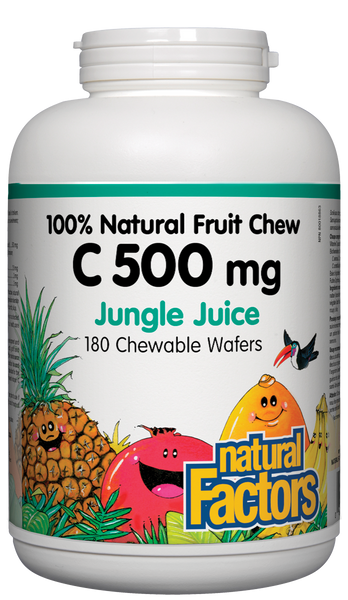 Natural Factors C500Mg 90 Chewable Wafers 100% Natural Fruit Chew, Jungle Juice