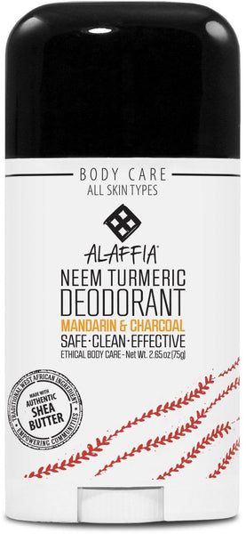 Alaffia Neem Turmeric Deodorant - Mandarin & Charcoal  75G