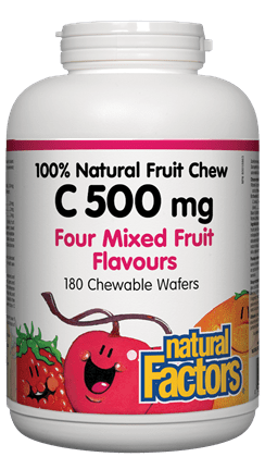 Natural Factors C 500 mg 100% Natural Fruit Chew Four Mixed Fruit Flavours